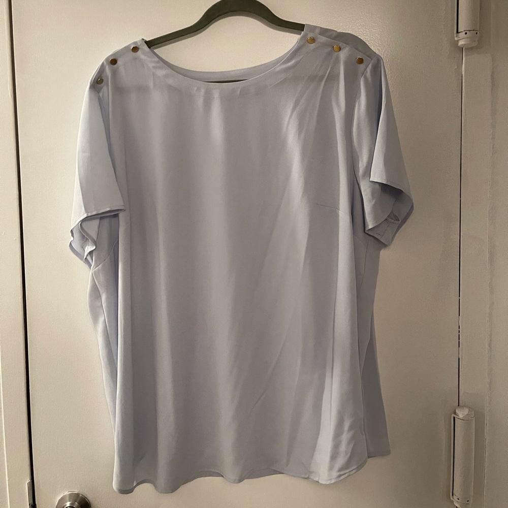 Loft Plus Light Blue Buttoned Blouse